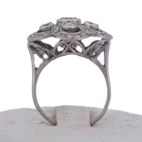Bague 52 Art déco - Bague en platine et diamants 58 Facettes AN546 - P11 (06719)