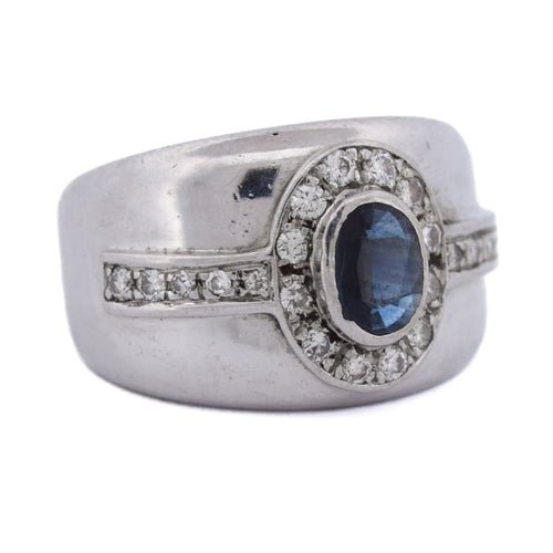 Bague 58 Bague vintage en or blanc 18 carats avec saphir et diamants 58 Facettes AN498 '(00419)