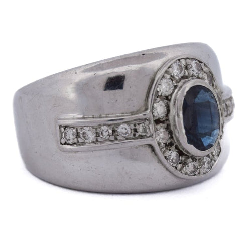 Bague 58 Bague vintage en or blanc 18 carats avec saphir et diamants 58 Facettes AN498 '(00419)