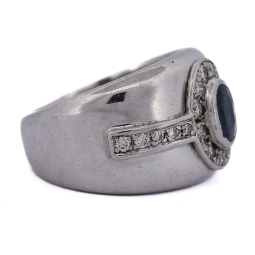 Bague 58 Bague vintage en or blanc 18 carats avec saphir et diamants 58 Facettes AN498 '(00419)