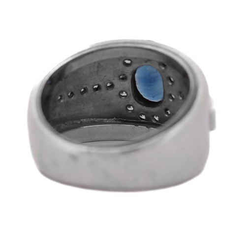 Bague 58 Bague vintage en or blanc 18 carats avec saphir et diamants 58 Facettes AN498 '(00419)