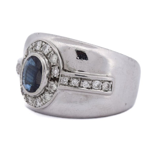 Bague 58 Bague vintage en or blanc 18 carats avec saphir et diamants 58 Facettes AN498 '(00419)