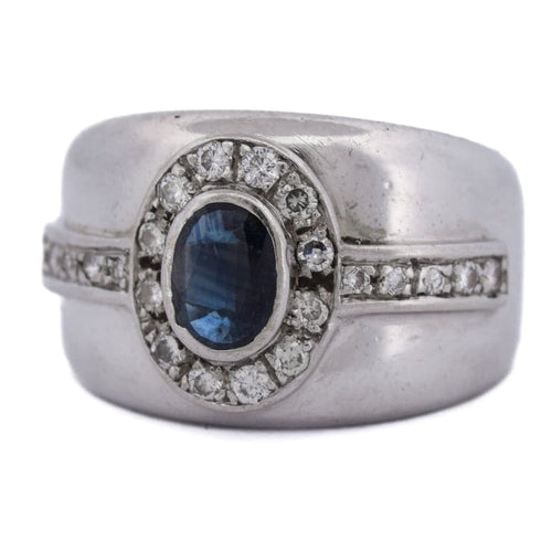 Bague 58 Bague vintage en or blanc 18 carats avec saphir et diamants 58 Facettes AN498 '(00419)