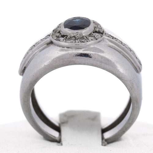 Bague 58 Bague vintage en or blanc 18 carats avec saphir et diamants 58 Facettes AN498 '(00419)
