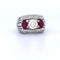 Bague 54 Bague vintage en or blanc 18 carats avec diamants et rubis 58 Facettes