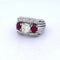 Bague 54 Bague vintage en or blanc 18 carats avec diamants et rubis 58 Facettes