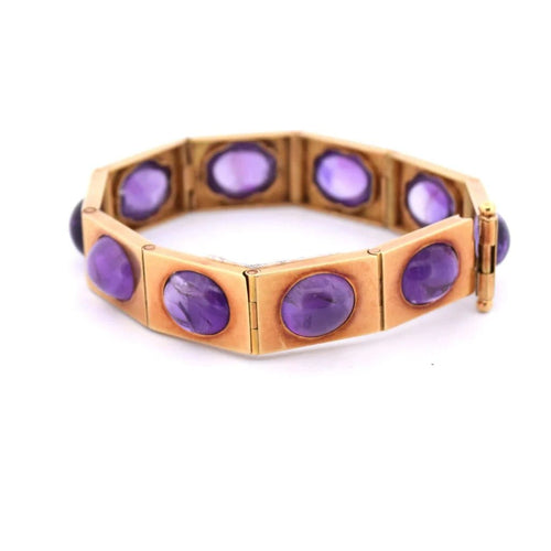 Bracelet Bracelet vintage en or jaune 18 carats avec améthystes 58 Facettes BR102
