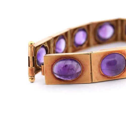 Bracelet Bracelet vintage en or jaune 18 carats avec améthystes 58 Facettes BR102