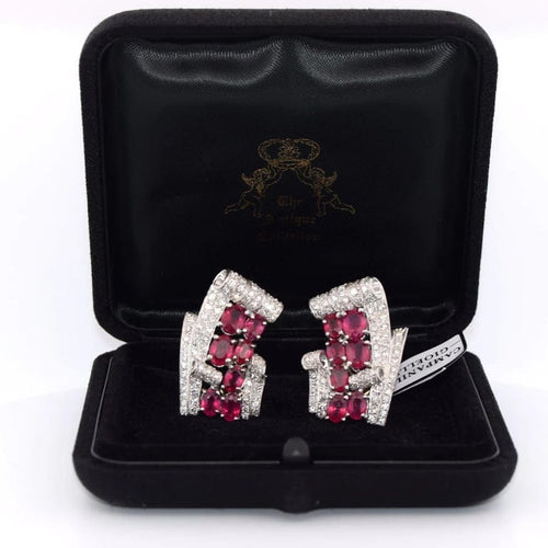 Boucles d'oreilles Boucles d’oreilles en platine et or jaune 18 carats rubis et diamants 58 Facettes