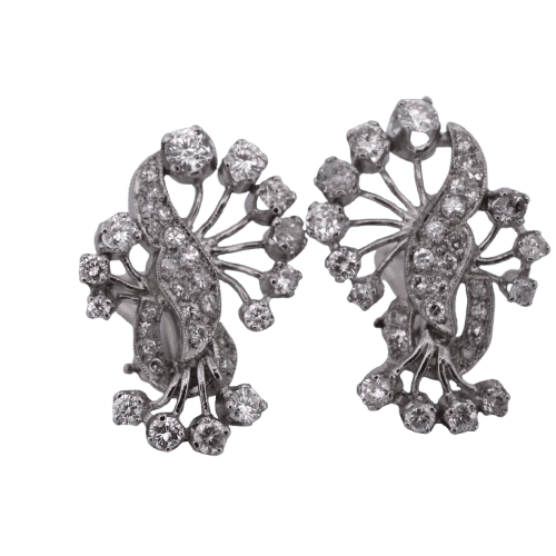 Boucles d'oreilles Boucles d'oreilles en platine avec fermoirs en or jaune et diamants 58 Facettes