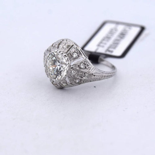 Bague 48 Bague Art déco en platine et diamants, diamant central 1,30 ct 58 Facettes