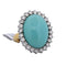 Bague 54 Bague vintage en or blanc 18 carats avec turquoise cabochon et diamants 58 Facettes AN503