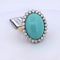 Bague 54 Bague vintage en or blanc 18 carats avec turquoise cabochon et diamants 58 Facettes AN503