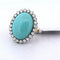 Bague 54 Bague vintage en or blanc 18 carats avec turquoise cabochon et diamants 58 Facettes AN503
