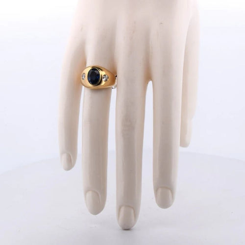 Bague 52 Bague vintage en or jaune 18 carats avec saphir 2,80 ct et diamants 58 Facettes