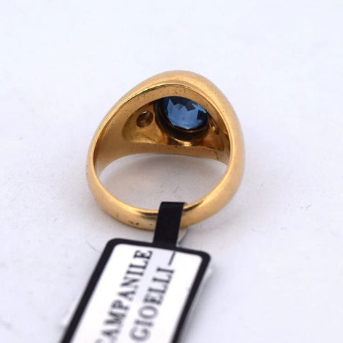 Bague 52 Bague vintage en or jaune 18 carats avec saphir 2,80 ct et diamants 58 Facettes
