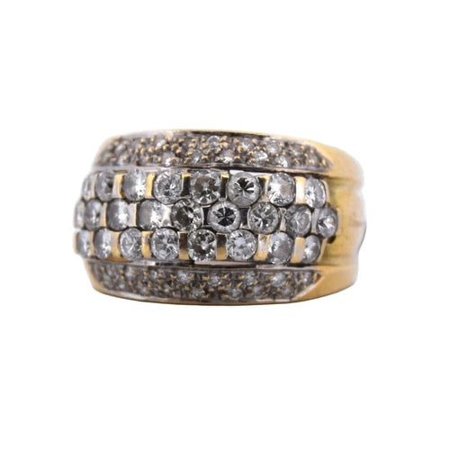 Bague 53 Bague vintage en or jaune 18 carats avec diamants 1,00 ct 58 Facettes
