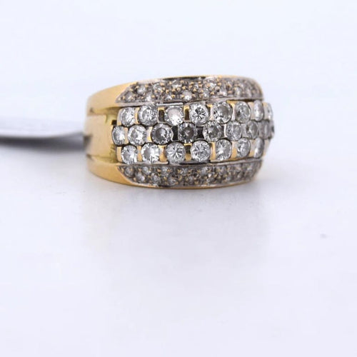 Bague 53 Bague vintage en or jaune 18 carats avec diamants 1,00 ct 58 Facettes