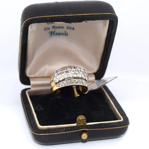 Bague 53 Bague vintage en or jaune 18 carats avec diamants 1,00 ct 58 Facettes