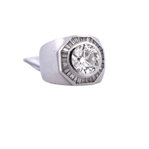 Bague 44 Bague vintage en or blanc 18 carats avec diamants 58 Facettes