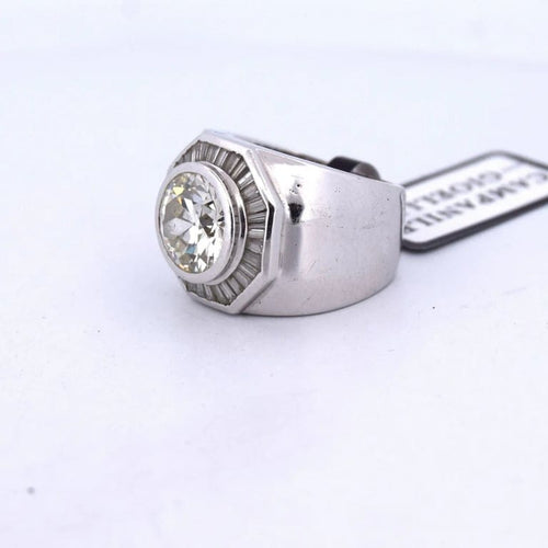 Bague 44 Bague vintage en or blanc 18 carats avec diamants 58 Facettes