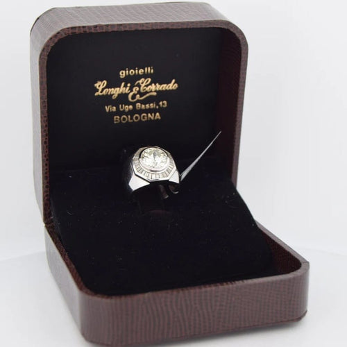 Bague 44 Bague vintage en or blanc 18 carats avec diamants 58 Facettes