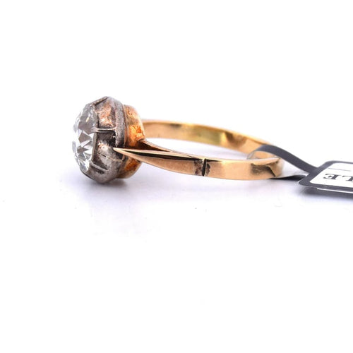 Bague 54 Bague ancienne en or jaune et blanc 18 carats avec diamant 2,00 ct 58 Facettes