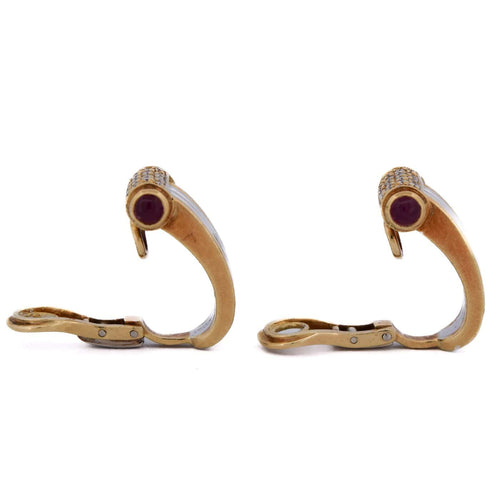 Boucles d'oreilles Piaget - Boucles d'oreilles en or jaune 18 carats, diamants et rubis 58 Facettes OR185 '(00529)