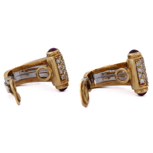 Boucles d'oreilles Piaget - Boucles d'oreilles en or jaune 18 carats, diamants et rubis 58 Facettes OR185 '(00529)