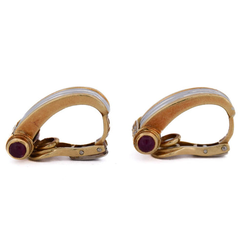 Boucles d'oreilles Piaget - Boucles d'oreilles en or jaune 18 carats, diamants et rubis 58 Facettes OR185 '(00529)