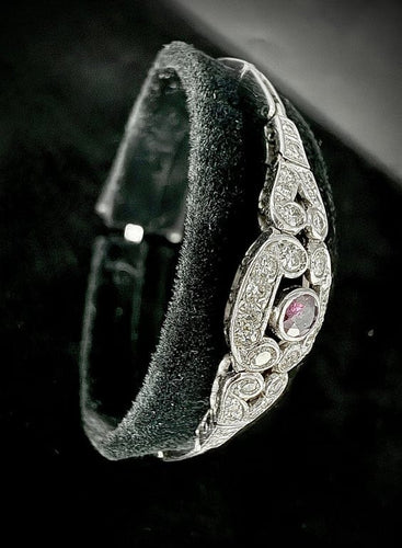 Bracelet Bracelet en or blanc 18 carats avec rubis et diamants taille brillant 58 Facettes
