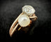 Bague 56 Bague Toi et Moi Napoléon III en or blanc et rose, perle fine et diamant 58 Facettes