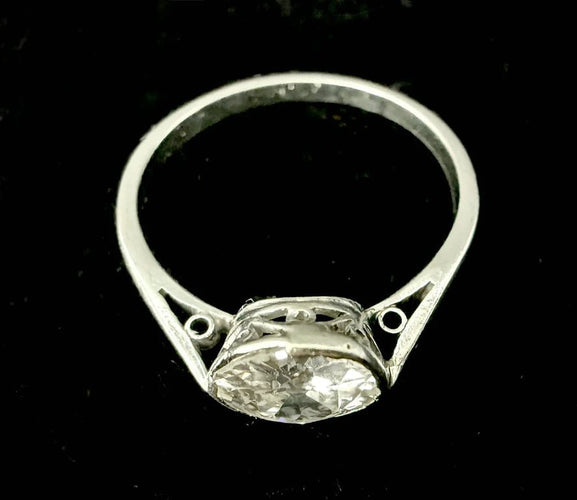 Bague 54 Art nouveau - Bague solitaire en platine avec diamant 1,40 ct 58 Facettes