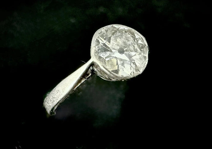 Bague 54 Art nouveau - Bague solitaire en platine avec diamant 1,40 ct 58 Facettes