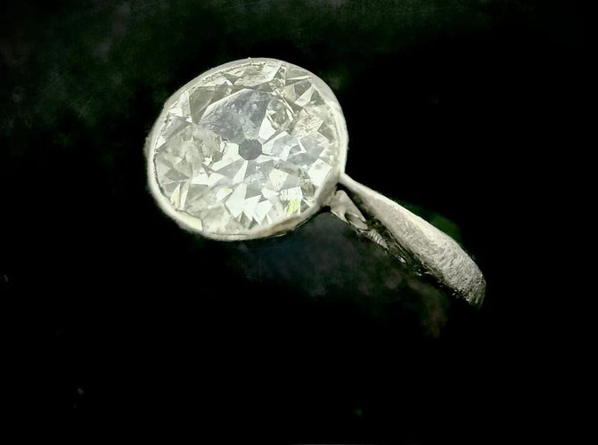 Bague 54 Art nouveau - Bague solitaire en platine avec diamant 1,40 ct 58 Facettes