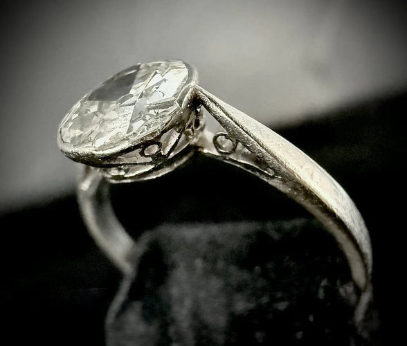 Bague 54 Art nouveau - Bague solitaire en platine avec diamant 1,40 ct 58 Facettes