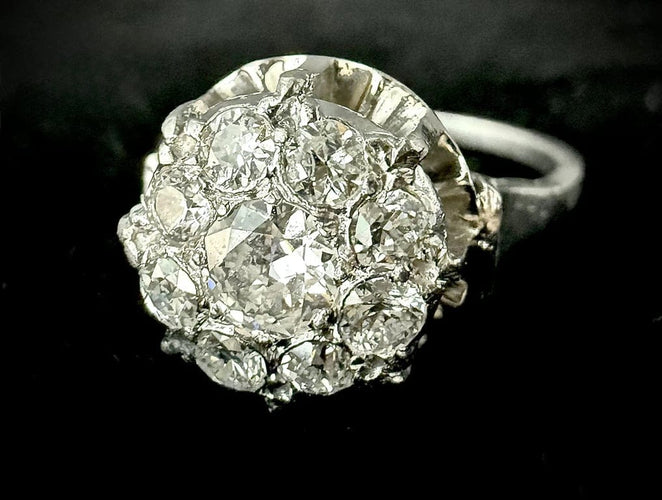 Bague 59.5 Bague en platine sertie de diamants 1,25 ct 58 Facettes