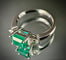 Bague 53 Bague moderne en or blanc 18 carats, émeraude et diamants 58 Facettes