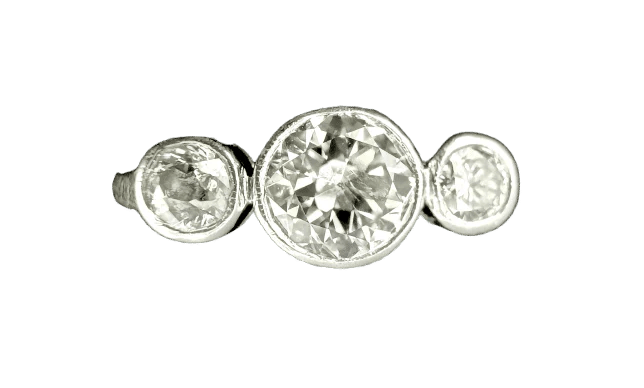 Bague 60 Bague ancienne en or blanc 18 carats avec diamants 1 ct 58 Facettes