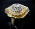 Bague 59 Bague ancienne en or blanc et jaune 18k sertie de diamants 58 Facettes