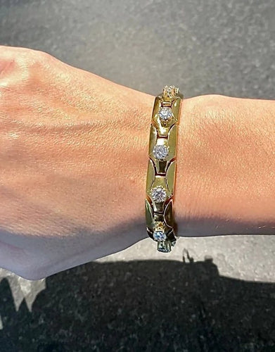 Bracelet Bracelet Tank en or jaune 18 carats et diamants 4,40 ct 58 Facettes