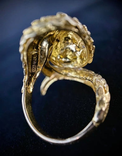 Bague 53 Bague crocodile en or jaune 18 carats avec diamants 58 Facettes