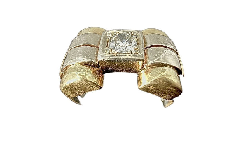 Bague 54 Bague Tank sertie d’un diamant en or jaune 18 carats 58 Facettes