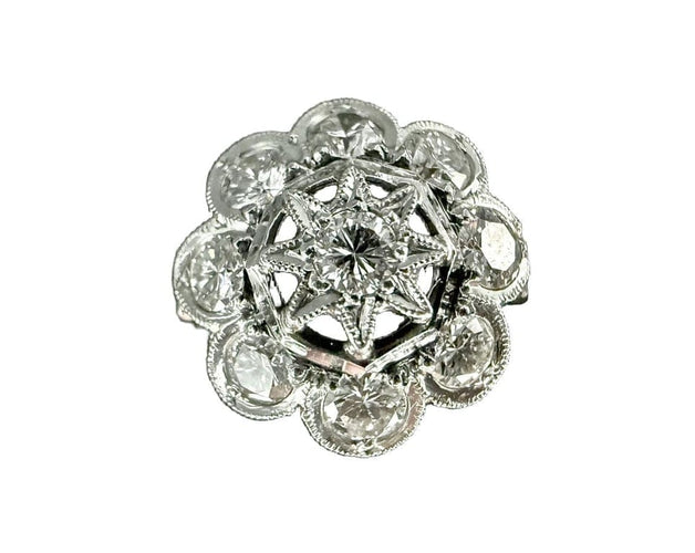 Bague 52.5 Bague en or blanc et jaune 18 carats sertie de diamants 58 Facettes