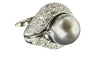 Bague 53.5 Bague en or blanc 18 carats sertie d’une perle grise et de diamants 58 Facettes