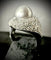 Bague 53.5 Bague en or blanc 18 carats sertie d’une perle grise et de diamants 58 Facettes