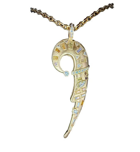 Pendentif Pendentif lune en or jaune 18 carats et diamants 58 Facettes