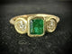 Bague 54 Bague en or jaune 18 carats avec émeraude et diamants 58 Facettes