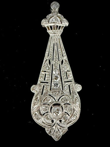 Pendentif Art nouveau - Pendentif en platine serti de diamants 58 Facettes