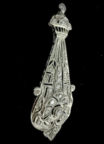 Pendentif Art nouveau - Pendentif en platine serti de diamants 58 Facettes